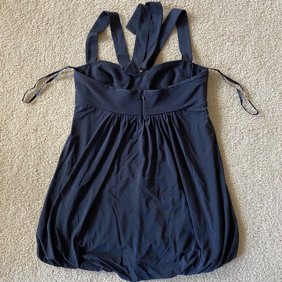 BCBGMaxAzria Navy Bubble Hem Halter Dress Size S - Picture 3 of 8